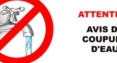 Avis d&rsquo;arrêt d&rsquo;eau – Mercredi 30 septembre de 13h00 à 17h00